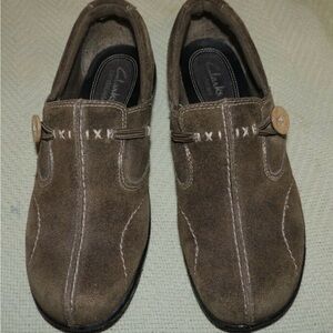 Clarks Men's Taupe Brown Suede Slip-On Loafers